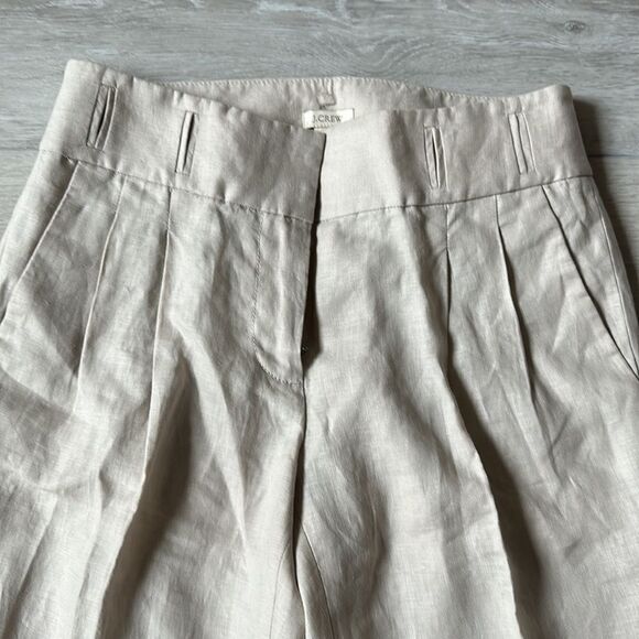 J. Crew Linen Pleasted Wide Waisted Pants in Light Khaki Size 0 Nwot - Picture 6 of 8